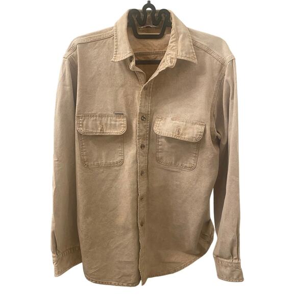 80’s Vintage Carhartt Faded Cream Button Down Shirt Large - Picture 1 of 6